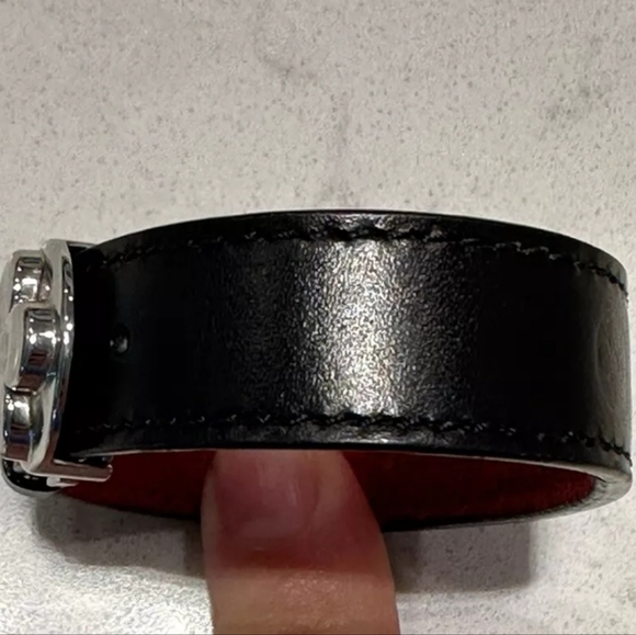 Louis Vuitton Black Leather & Stainless Steel "Wish" Cuff Bracelet Auth/ ❤️ - Picture 7 of 10